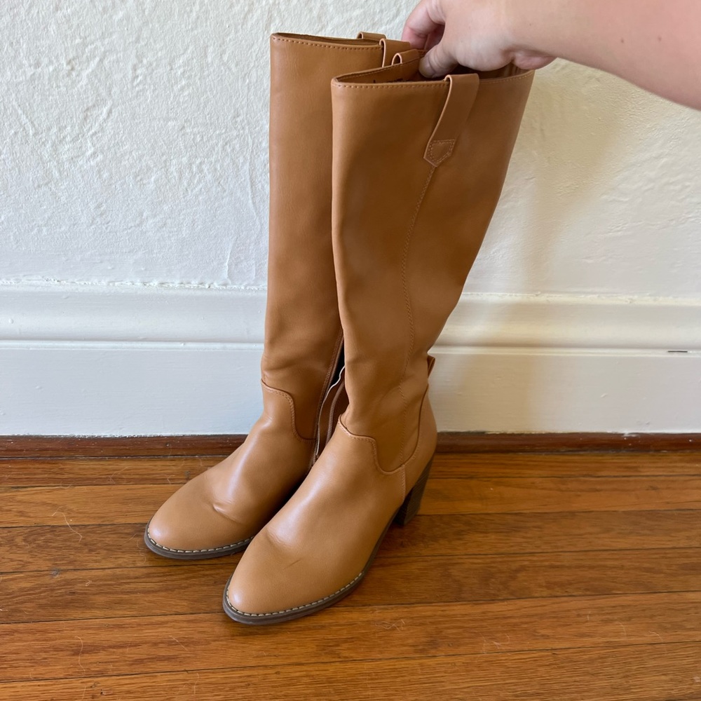 Tan knee high boot